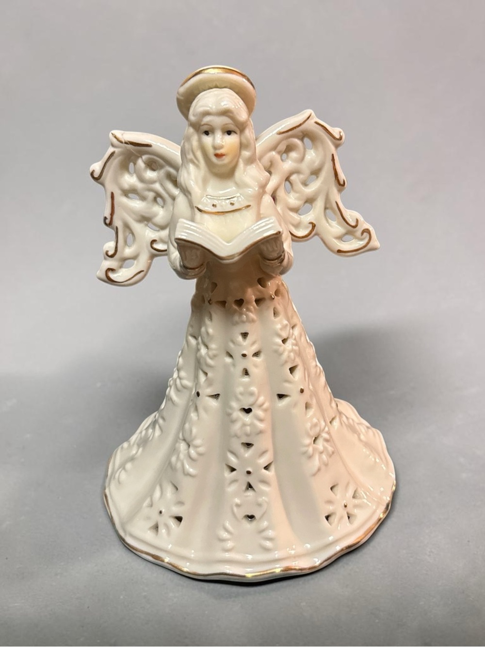 Porcelain Angel Figurine with Gold Trim - Ivory
